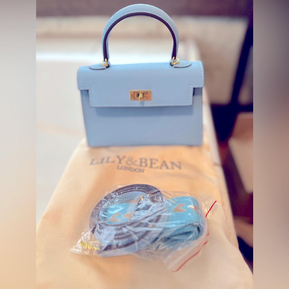 Sky Blue Top-Handle Leather Bag